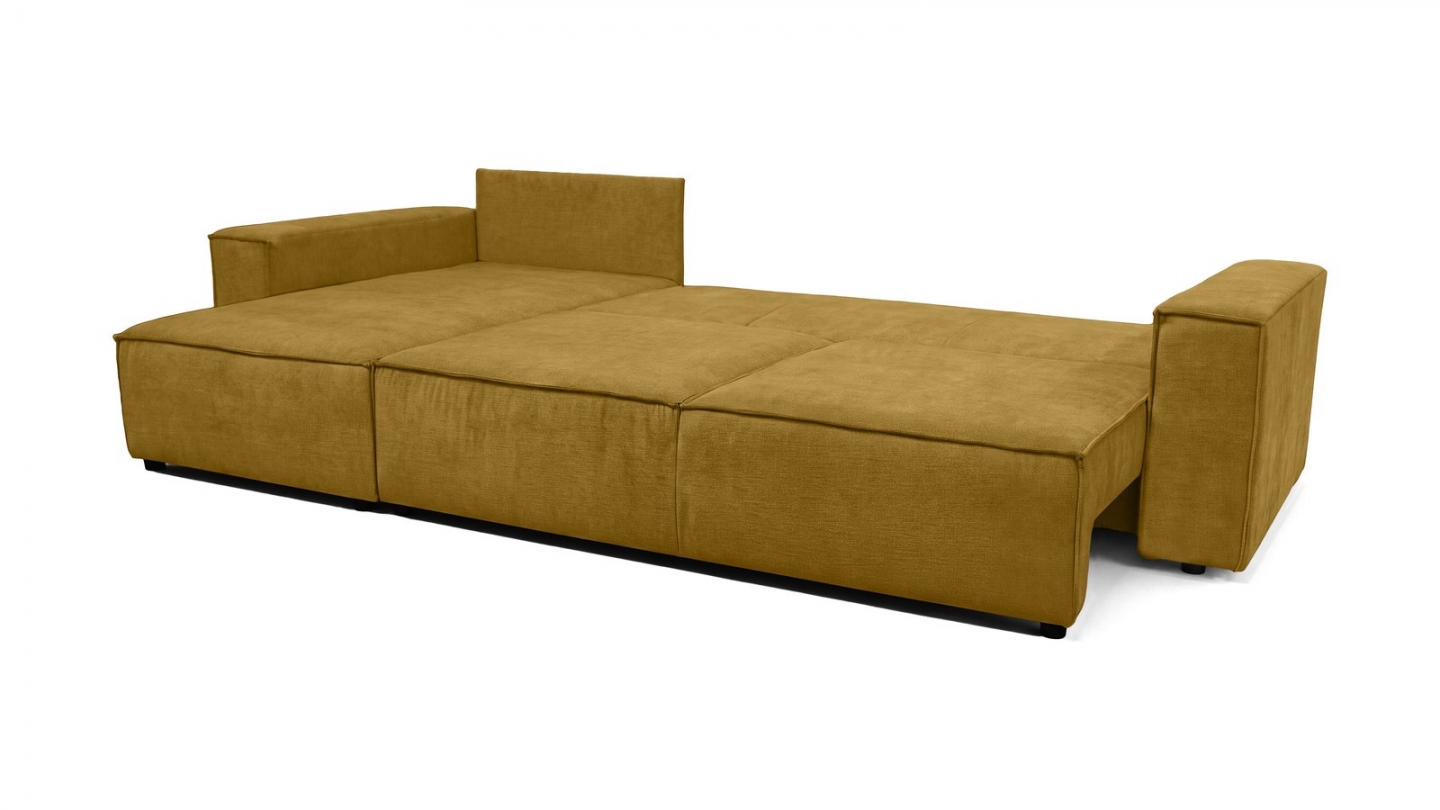 Canapé d'angle convertible réversible 5 places avec coffre de rangement en tissu chenille bronze - Harper Canapé d'angle convertible réversible 5 places avec coffre de rangement en tissu chenille bronze - Harper