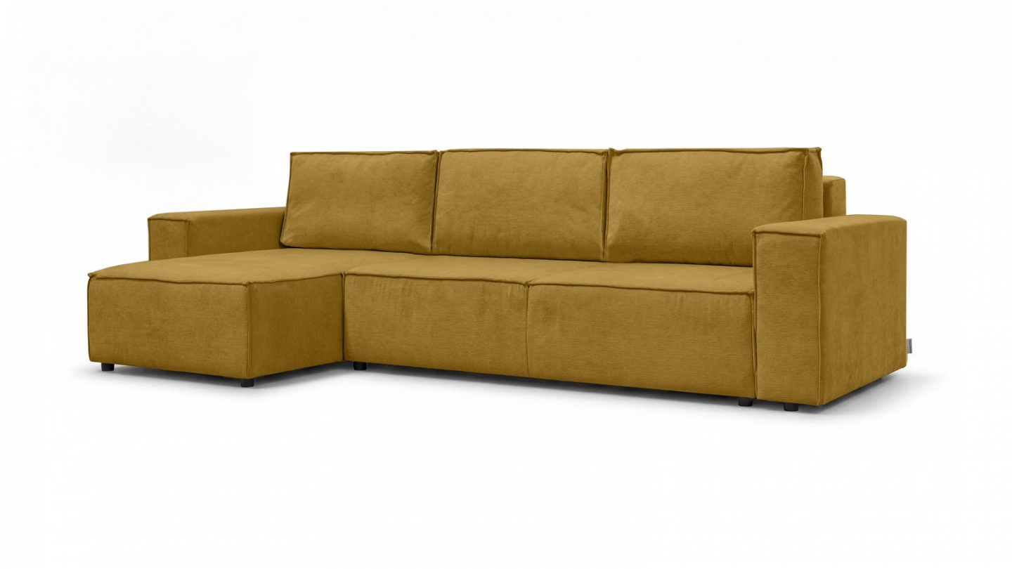 Canapé d'angle convertible réversible 5 places avec coffre de rangement en tissu chenille bronze - Harper Canapé d'angle convertible réversible 5 places avec coffre de rangement en tissu chenille bronze - Harper