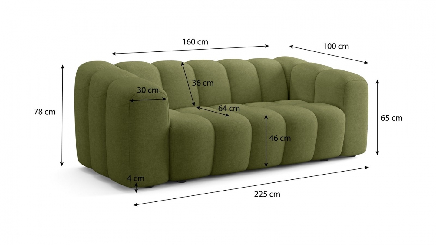 Canapé capitonné 3 places en tissu chenille vert olive - Belleville Canapé capitonné 3 places en tissu chenille vert olive - Belleville