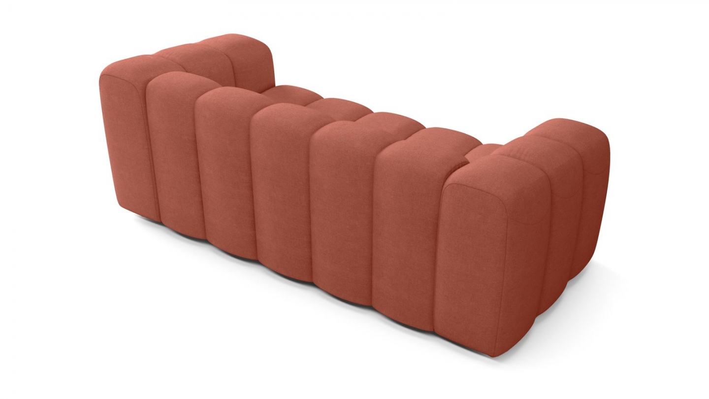 Canapé capitonné 3 places en tissu chenille terracotta - Belleville Canapé capitonné 3 places en tissu chenille terracotta - Belleville