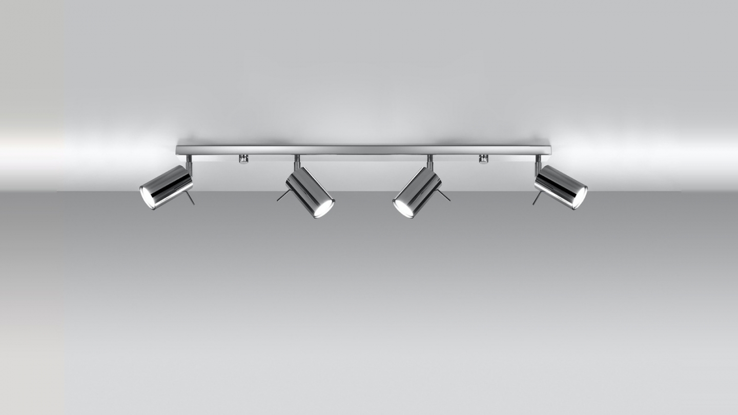 Plafonnier 4 lumières en métal chrome - Ring Plafonnier 4 lumières en métal chrome - Ring