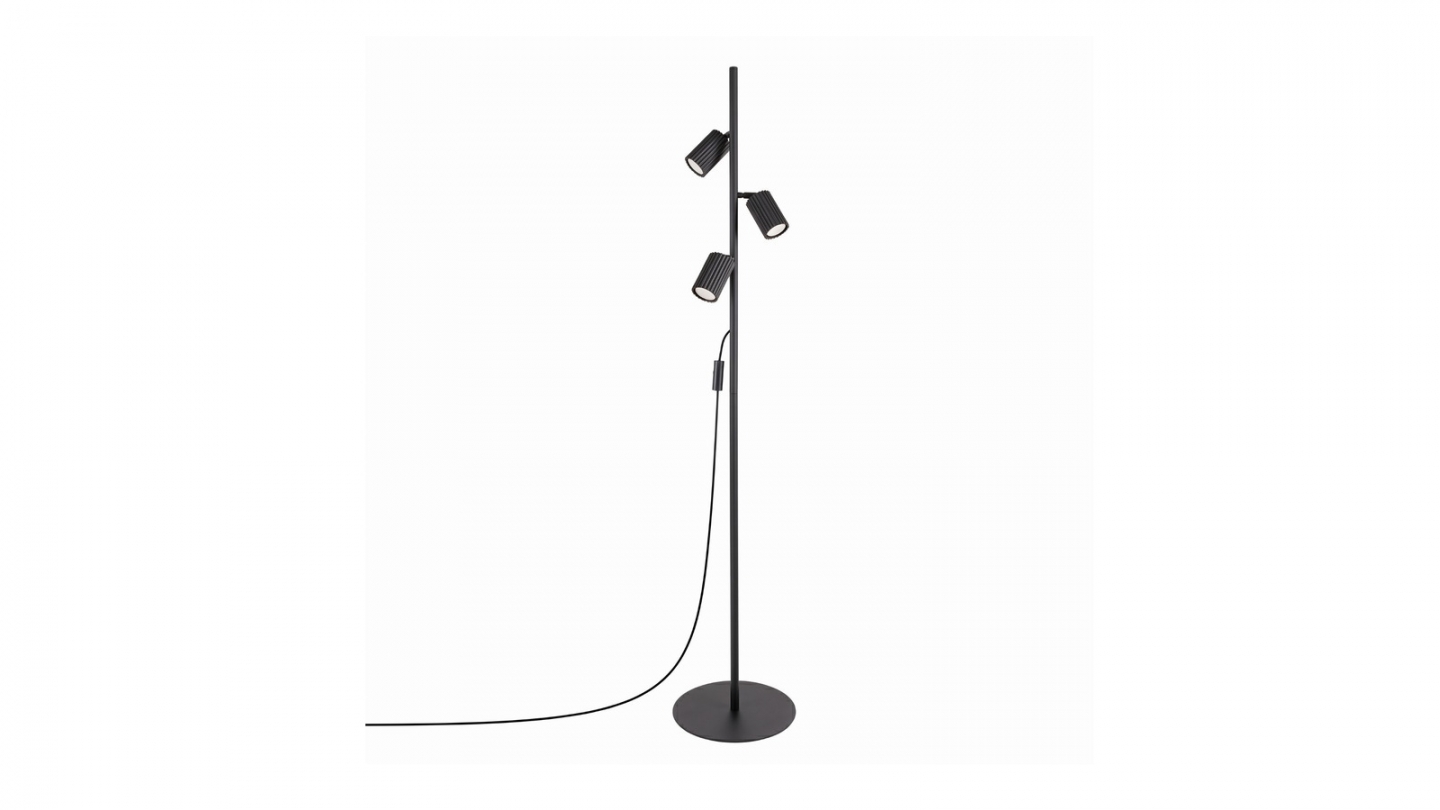 Lampadaire en aluminium noir 155 cm 3 lumières - Karbon Lampadaire en aluminium noir 155 cm 3 lumières - Karbon