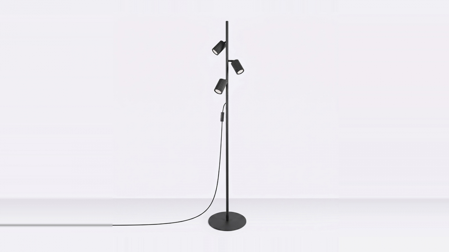 Lampadaire en aluminium noir 155 cm 3 lumières - Karbon Lampadaire en aluminium noir 155 cm 3 lumières - Karbon