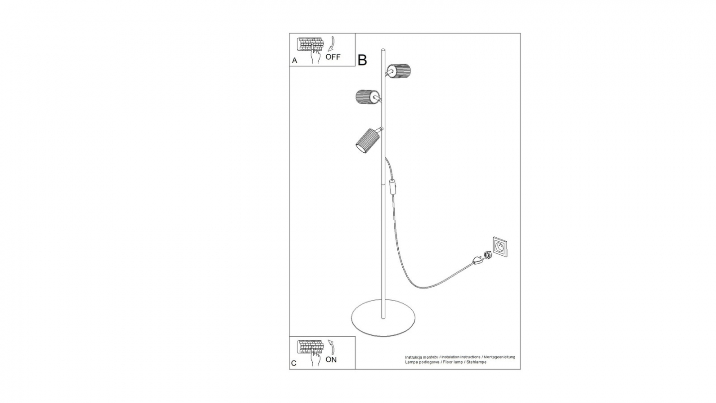 Lampadaire en aluminium beige 155 cm 3 lumières - Karbon Lampadaire en aluminium beige 155 cm 3 lumières - Karbon