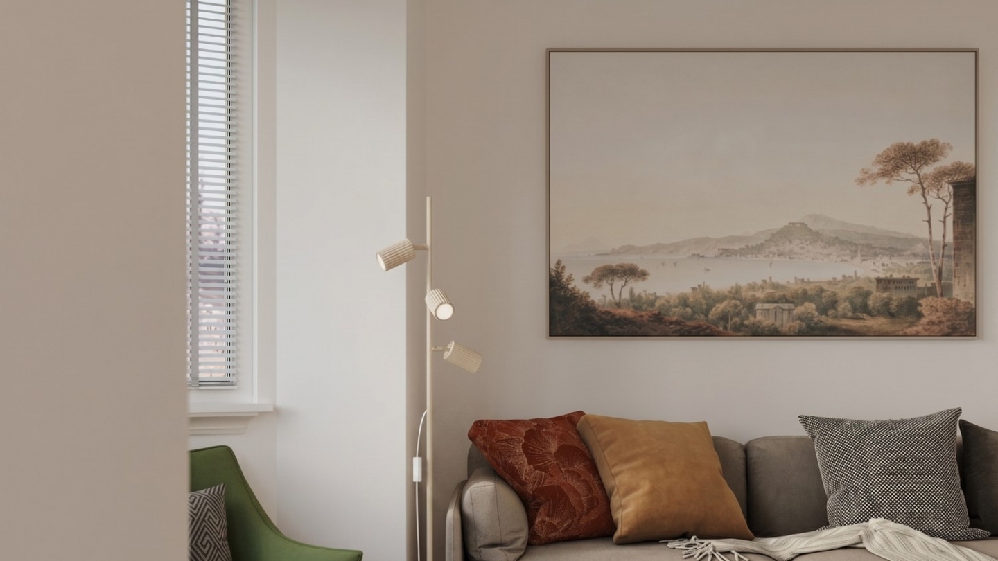 Lampadaire en aluminium beige 155 cm 3 lumières - Karbon Lampadaire en aluminium beige 155 cm 3 lumières - Karbon