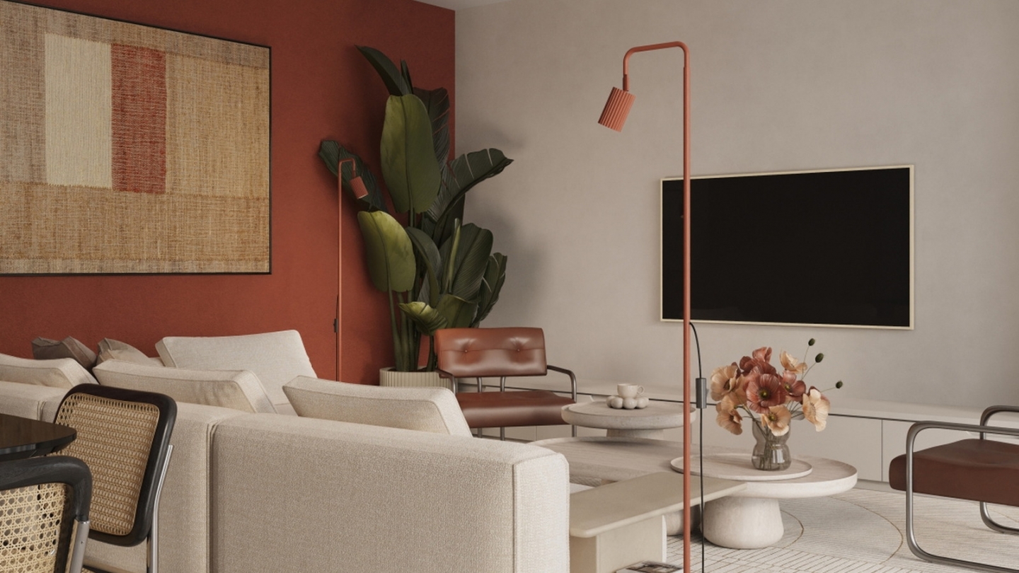 Lampadaire en aluminium terracotta 160 cm - Karbon Lampadaire en aluminium terracotta 160 cm - Karbon
