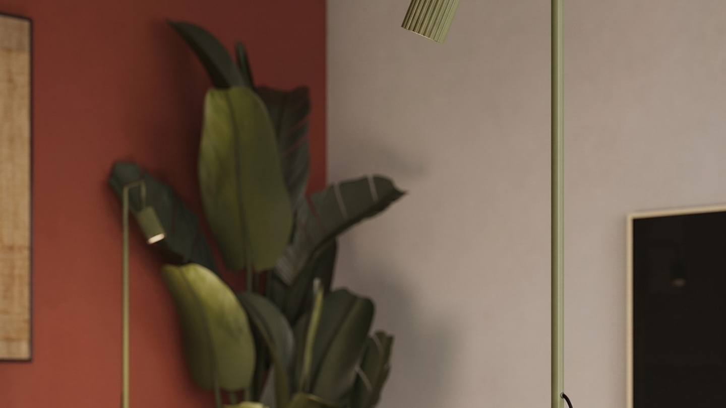 Lampadaire en aluminium vert olive 160 cm - Karbon Lampadaire en aluminium vert olive 160 cm - Karbon