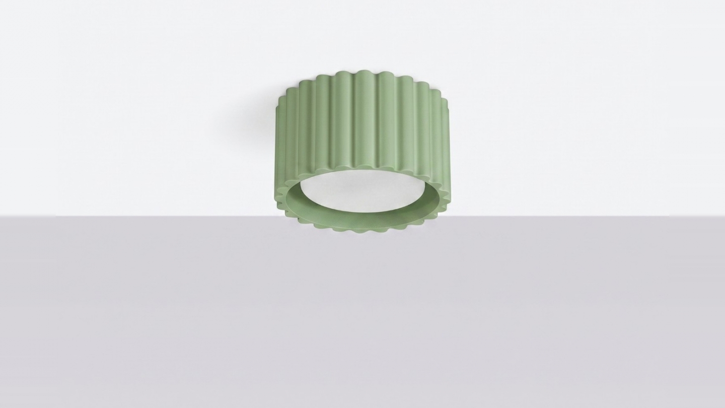 Plafonnier cannelé vert sauge - Aura Plafonnier cannelé vert sauge - Aura