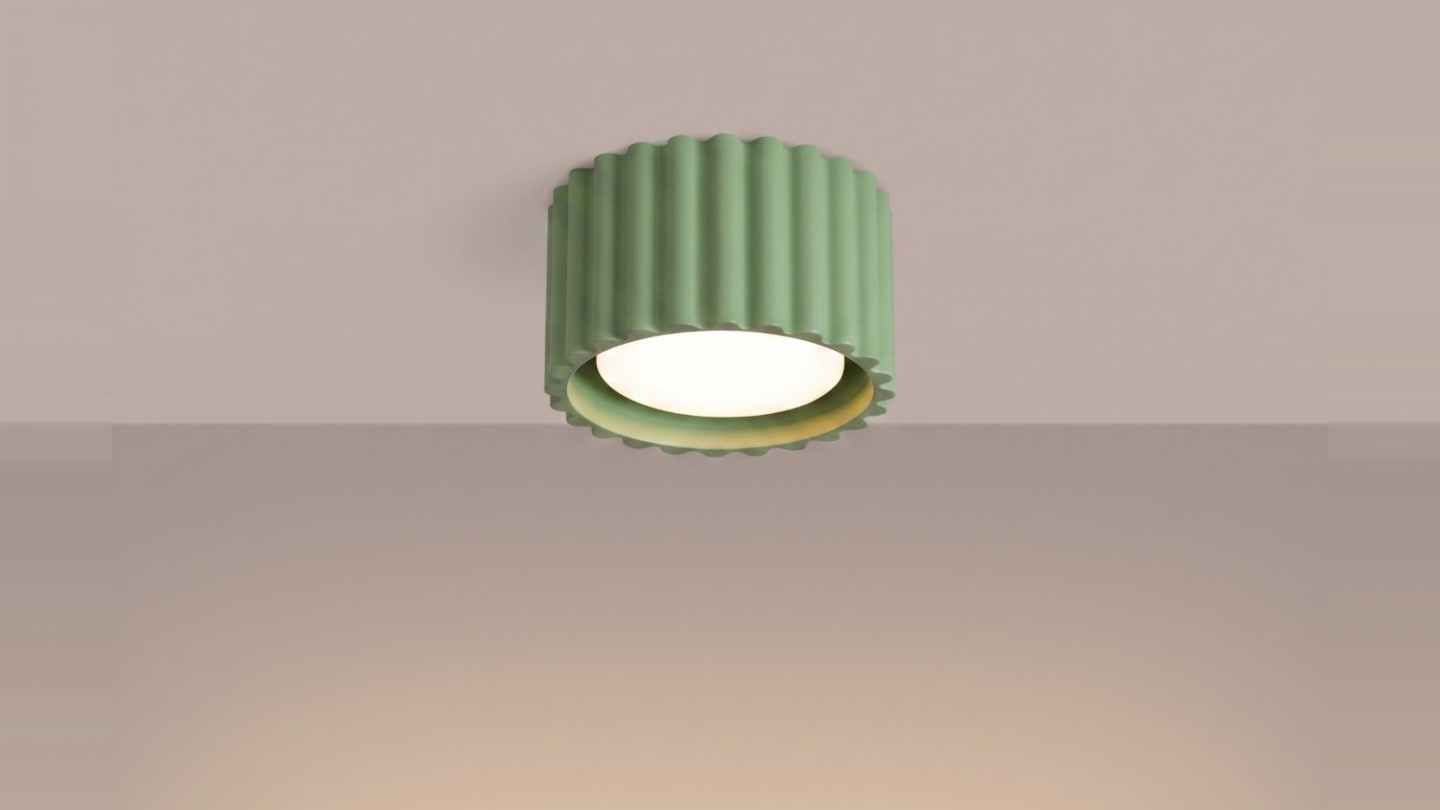 Plafonnier cannelé vert sauge - Aura Plafonnier cannelé vert sauge - Aura