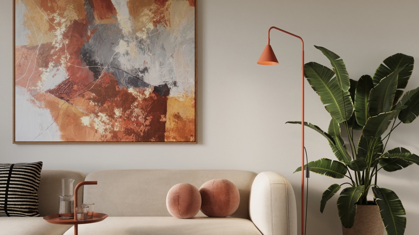 Lampadaire en métal terracotta 165 cm - Nox Lampadaire en métal terracotta 165 cm - Nox