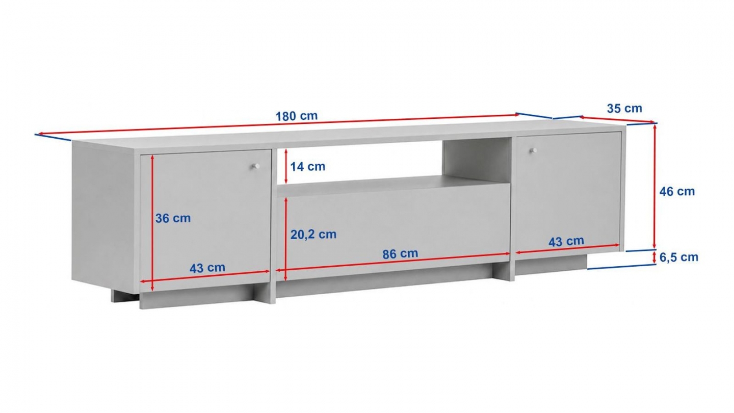 Meuble TV 3 portes 1 niche effet pin 180 cm - Lira Meuble TV 3 portes 1 niche effet pin 180 cm - Lira