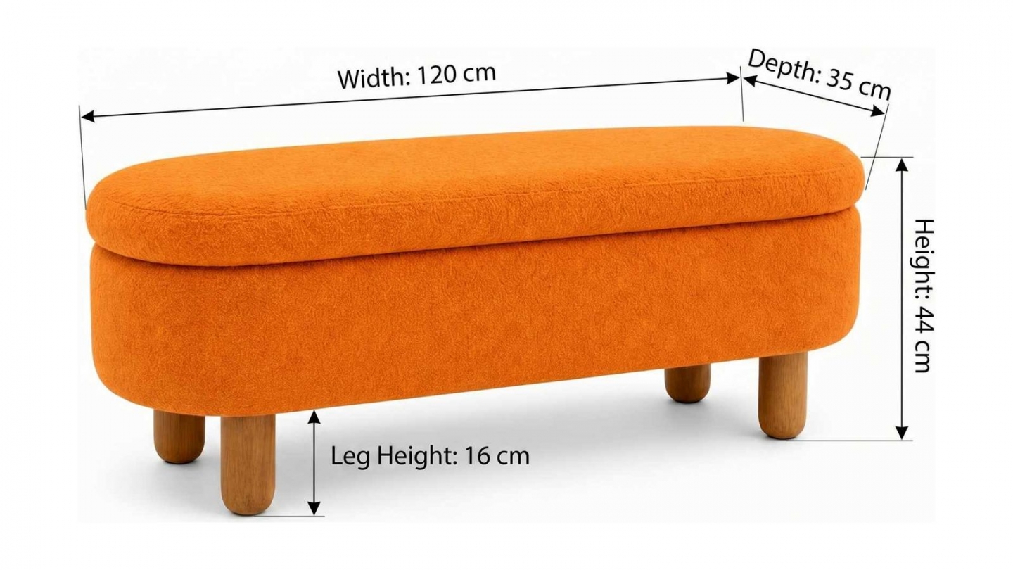 Banc coffre en tissu teddy orange 120 cm - Solen Banc coffre en tissu teddy orange 120 cm - Solen