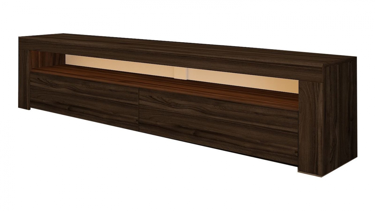 Meuble TV LED 2 portes 1 niche effet noyer 150 cm - Aveiro Meuble TV LED 2 portes 1 niche effet noyer 150 cm - Aveiro