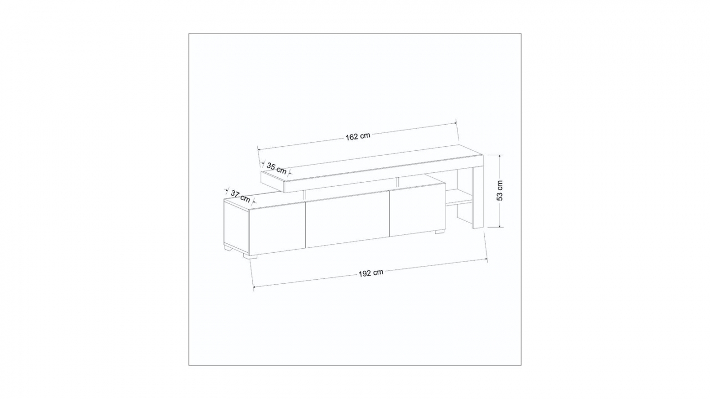 Meuble TV LED 3 portes 4 niches effet chêne 192 cm - Ilia Meuble TV LED 3 portes 4 niches effet chêne 192 cm - Ilia