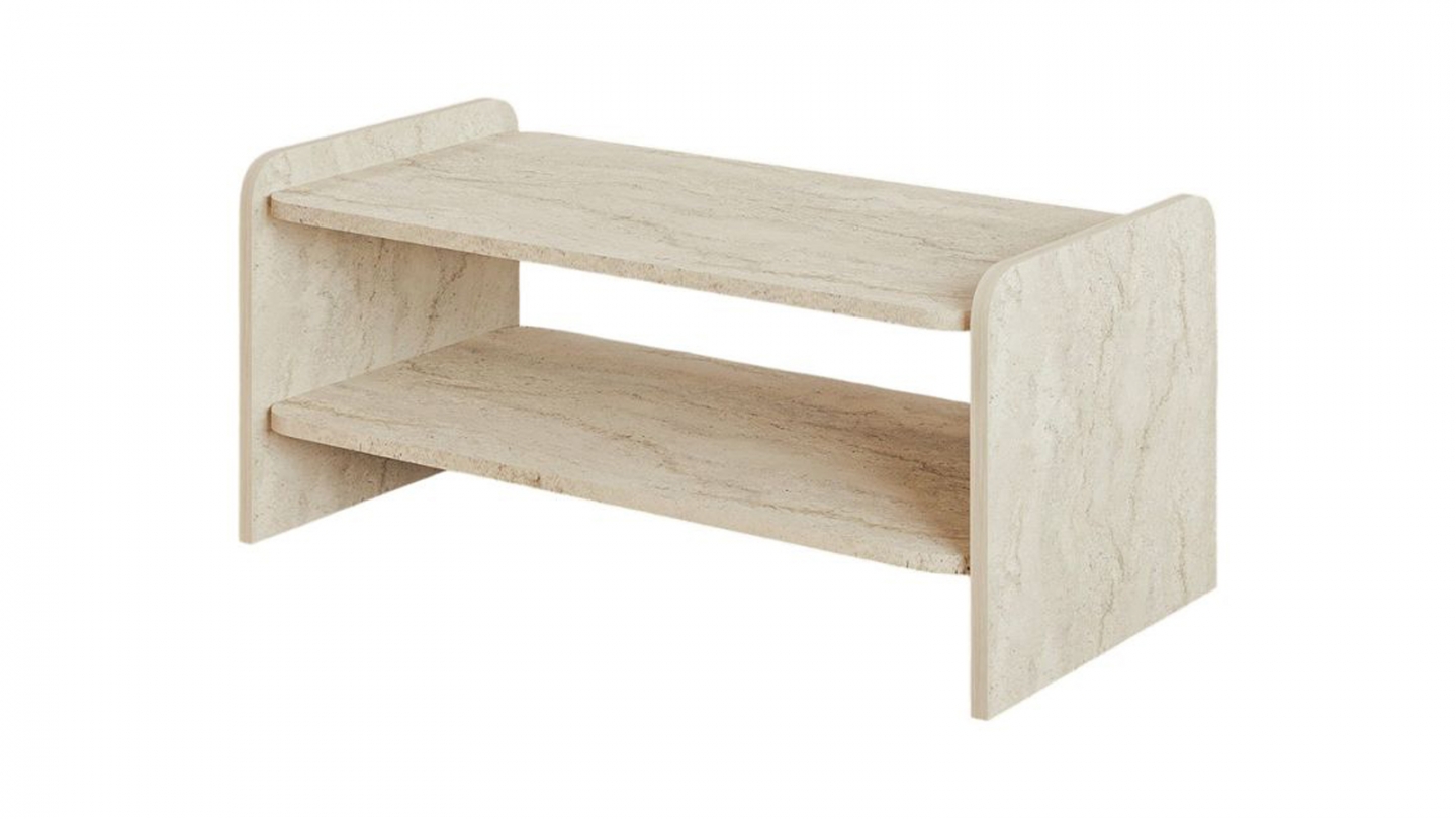 Table basse 1 niche effet travertin 89,8 cm - Cielo Table basse 1 niche effet travertin 89,8 cm - Cielo
