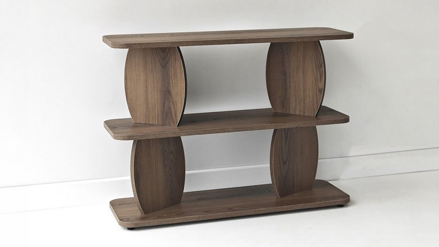 Table d'appoint 2 niches effet noyer 90 cm - Vero Table d'appoint 2 niches effet noyer 90 cm - Vero