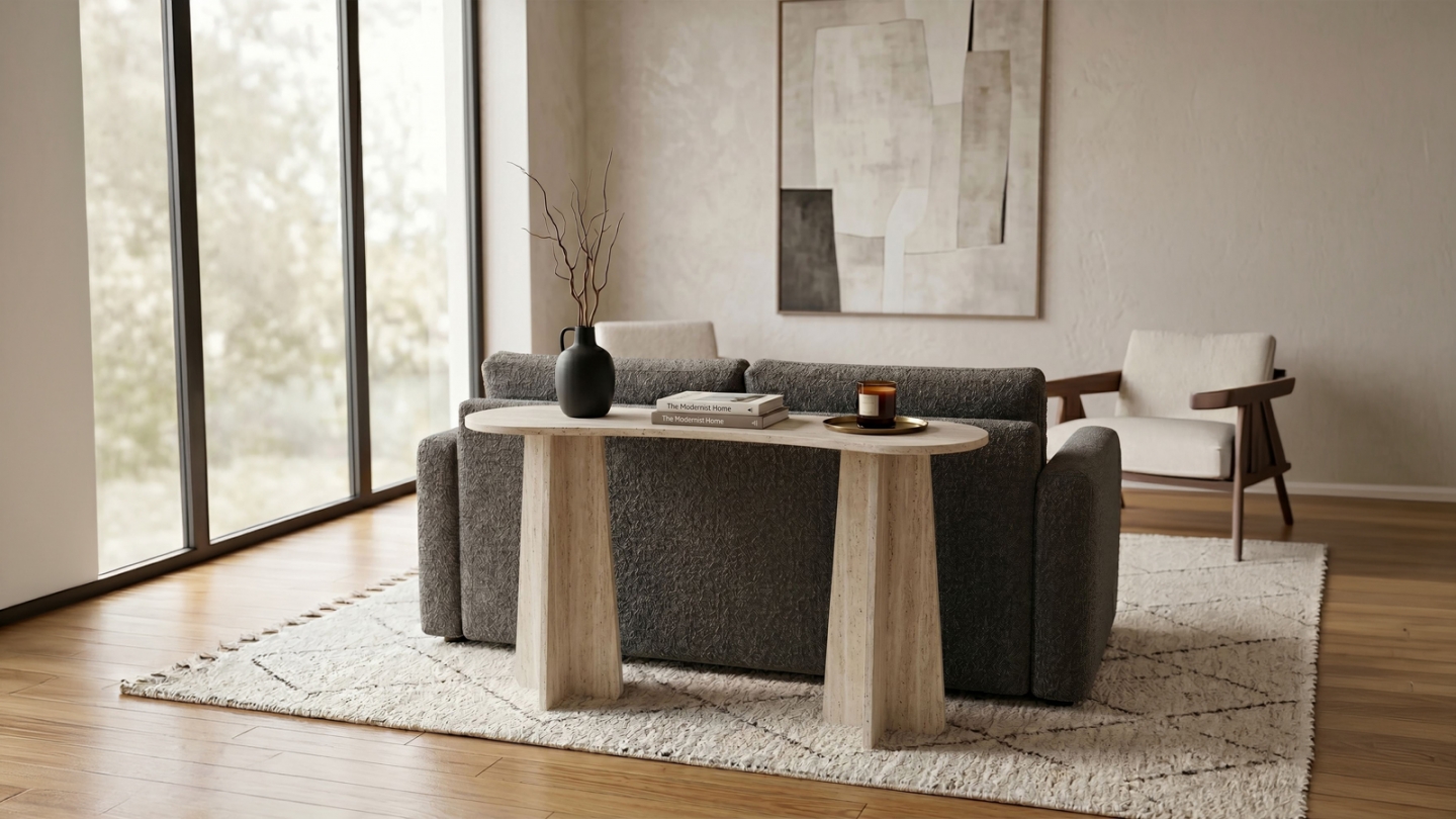 Console effet travertin 120 cm - Elina Console effet travertin 120 cm - Elina