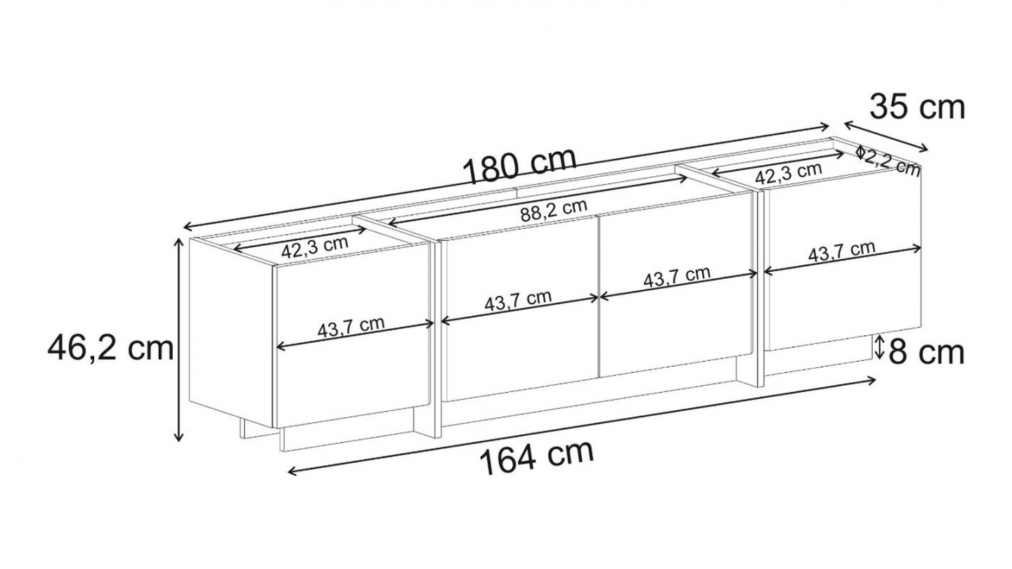 Meuble TV 4 portes effet noyer 180 cm - Hanao Meuble TV 4 portes effet noyer 180 cm - Hanao