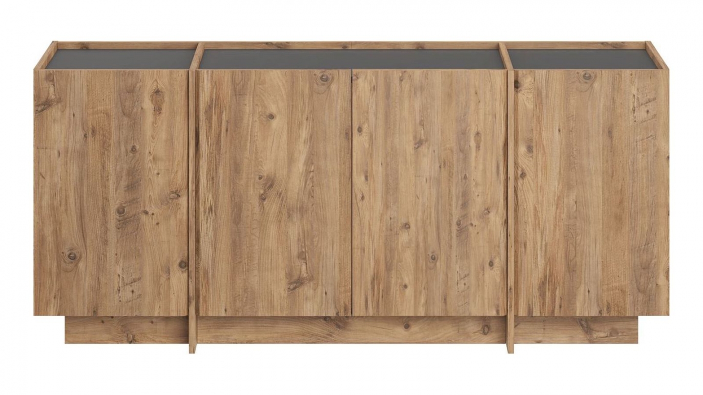 Buffet 4 portes effet pin et anthracite 180 cm - Amado Buffet 4 portes effet pin et anthracite 180 cm - Amado