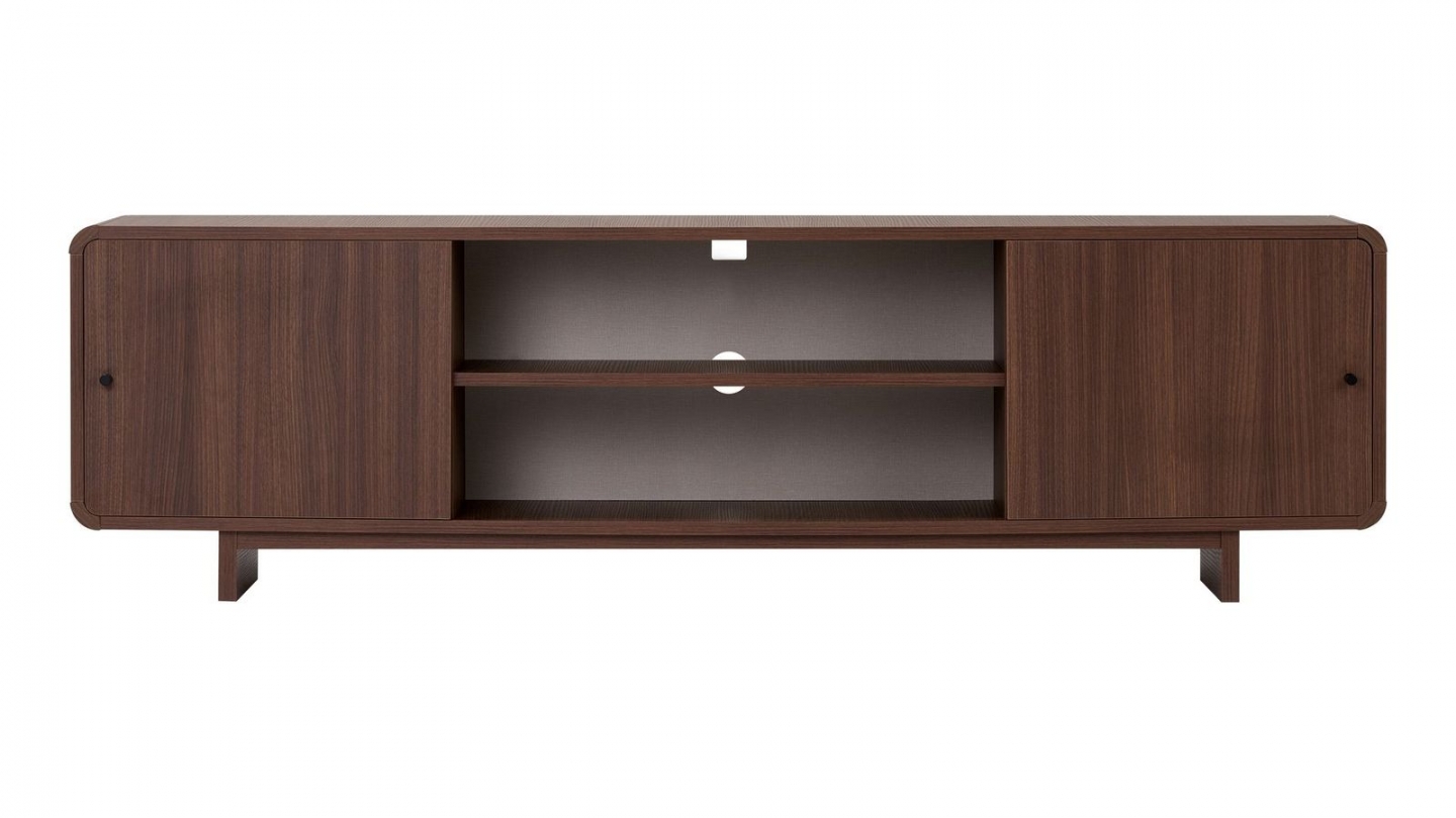 Meuble TV 2 portes 2 niches effet noyer 180 cm - Marno Meuble TV 2 portes 2 niches effet noyer 180 cm - Marno