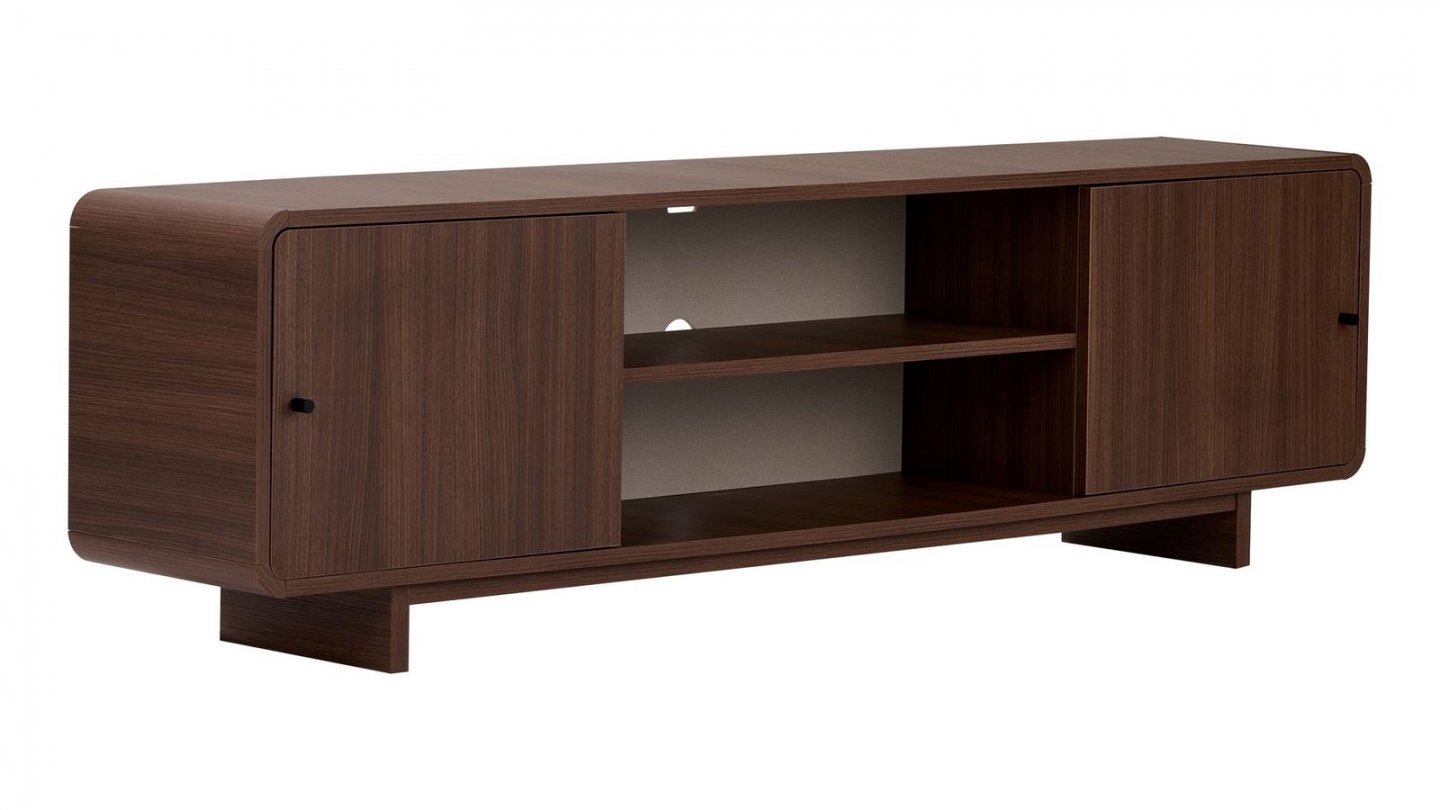 Meuble TV 2 portes 2 niches effet noyer 180 cm - Marno Meuble TV 2 portes 2 niches effet noyer 180 cm - Marno