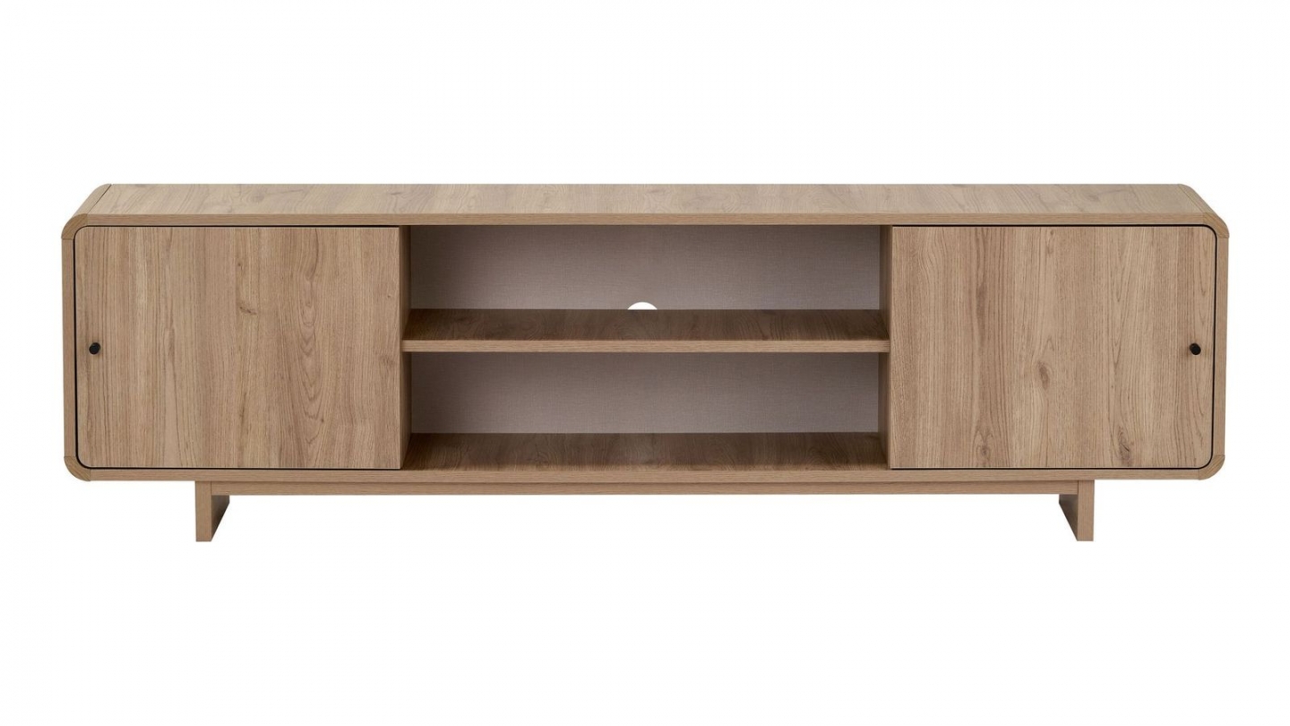 Meuble TV 2 portes 2 niches effet chêne 180 cm - Marno Meuble TV 2 portes 2 niches effet chêne 180 cm - Marno