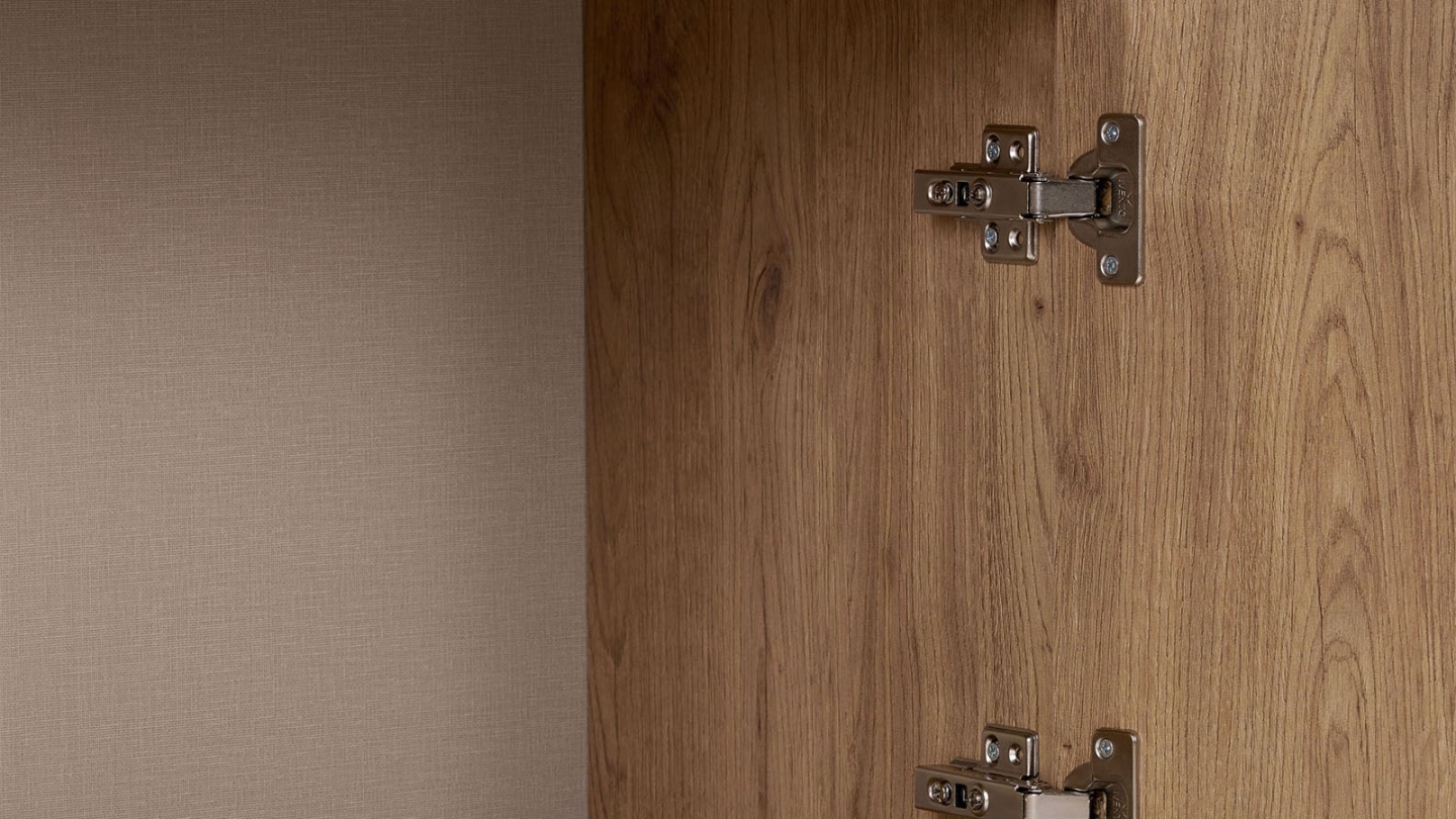 Meuble TV 2 portes 2 niches effet chêne 180 cm - Marno Meuble TV 2 portes 2 niches effet chêne 180 cm - Marno