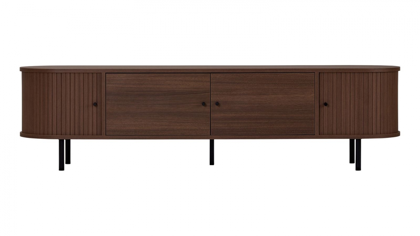 Meuble TV 4 portes effet noyer 180 cm - Enzia Meuble TV 4 portes effet noyer 180 cm - Enzia