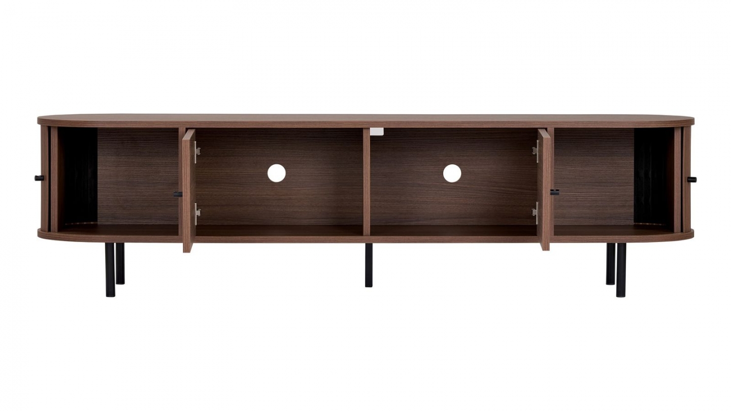 Meuble TV 4 portes effet noyer 180 cm - Enzia Meuble TV 4 portes effet noyer 180 cm - Enzia
