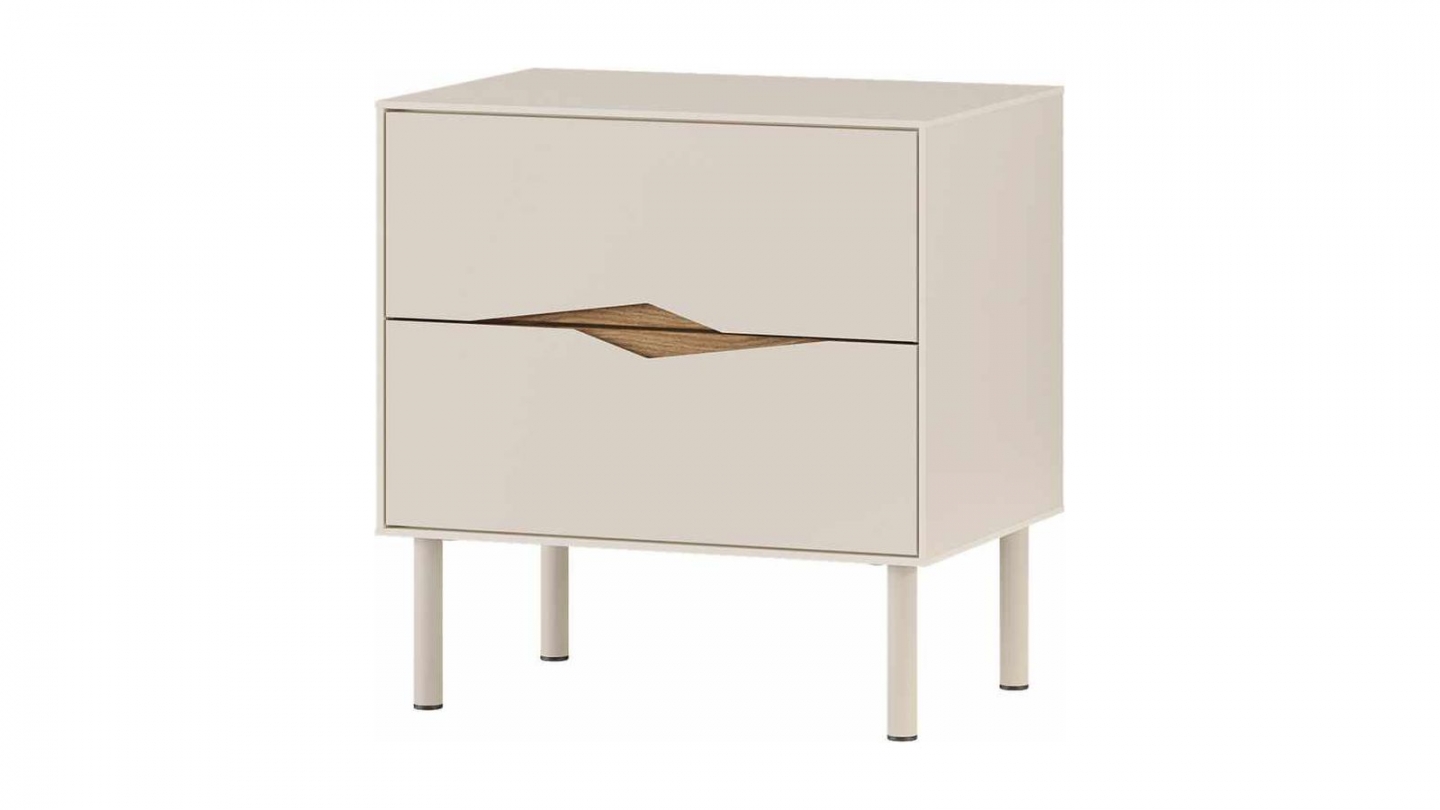 Table de chevet 2 tiroirs effet noyer foncé et beige 50 cm - Kelio Table de chevet 2 tiroirs effet noyer foncé et beige 50 cm - Kelio