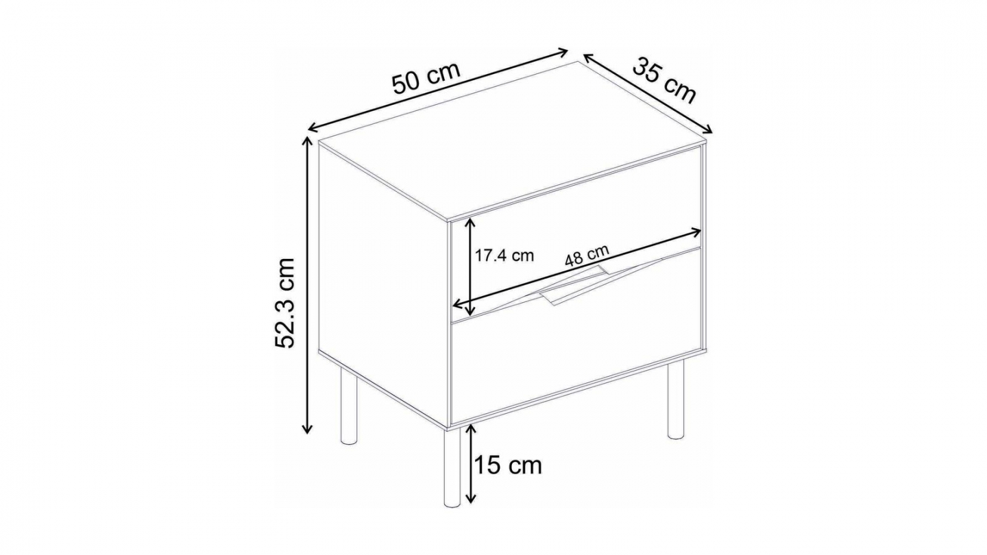 Table de chevet 2 tiroirs effet noyer foncé et beige 50 cm - Kelio Table de chevet 2 tiroirs effet noyer foncé et beige 50 cm - Kelio