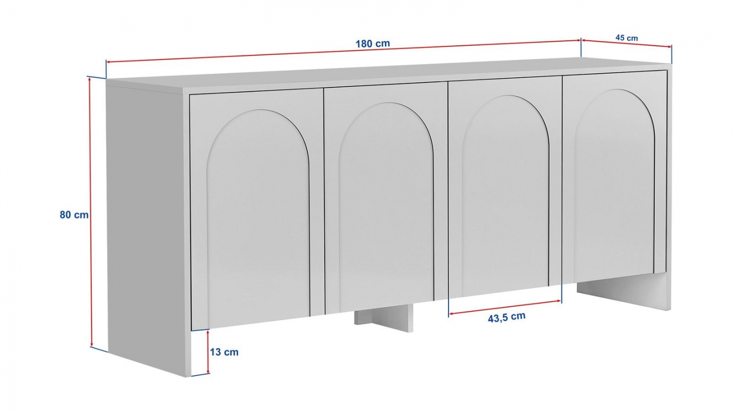 Buffet4 portes crème 180 cm - Tiva Buffet4 portes crème 180 cm - Tiva