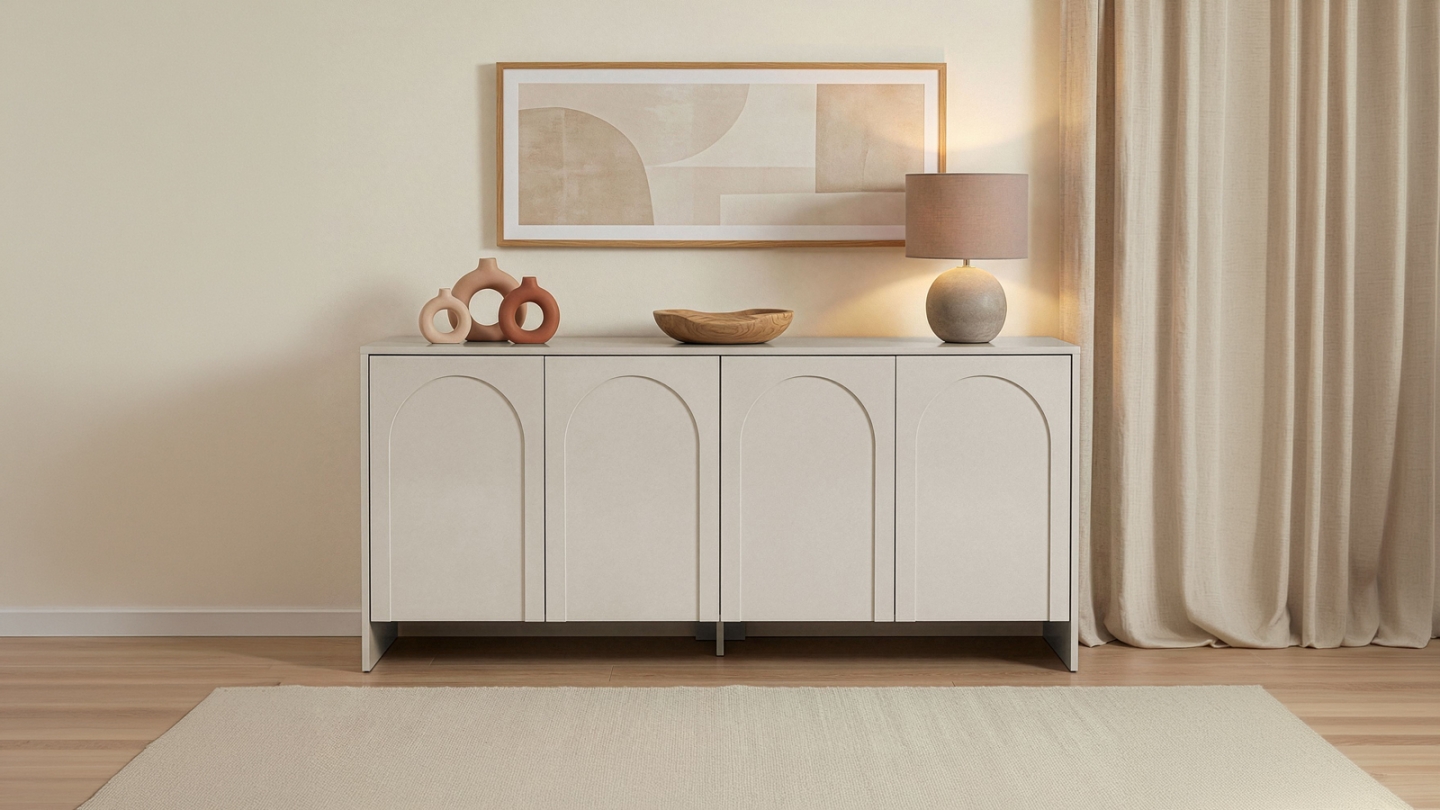 Buffet4 portes crème 180 cm - Tiva Buffet4 portes crème 180 cm - Tiva