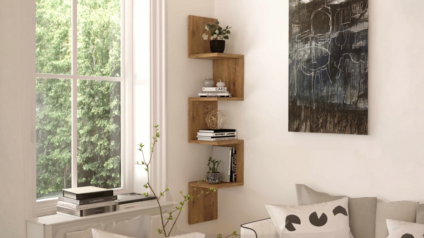 Étagère murale 4 niveaux effet pin 22 cm - Oriva Étagère murale 4 niveaux effet pin 22 cm - Oriva