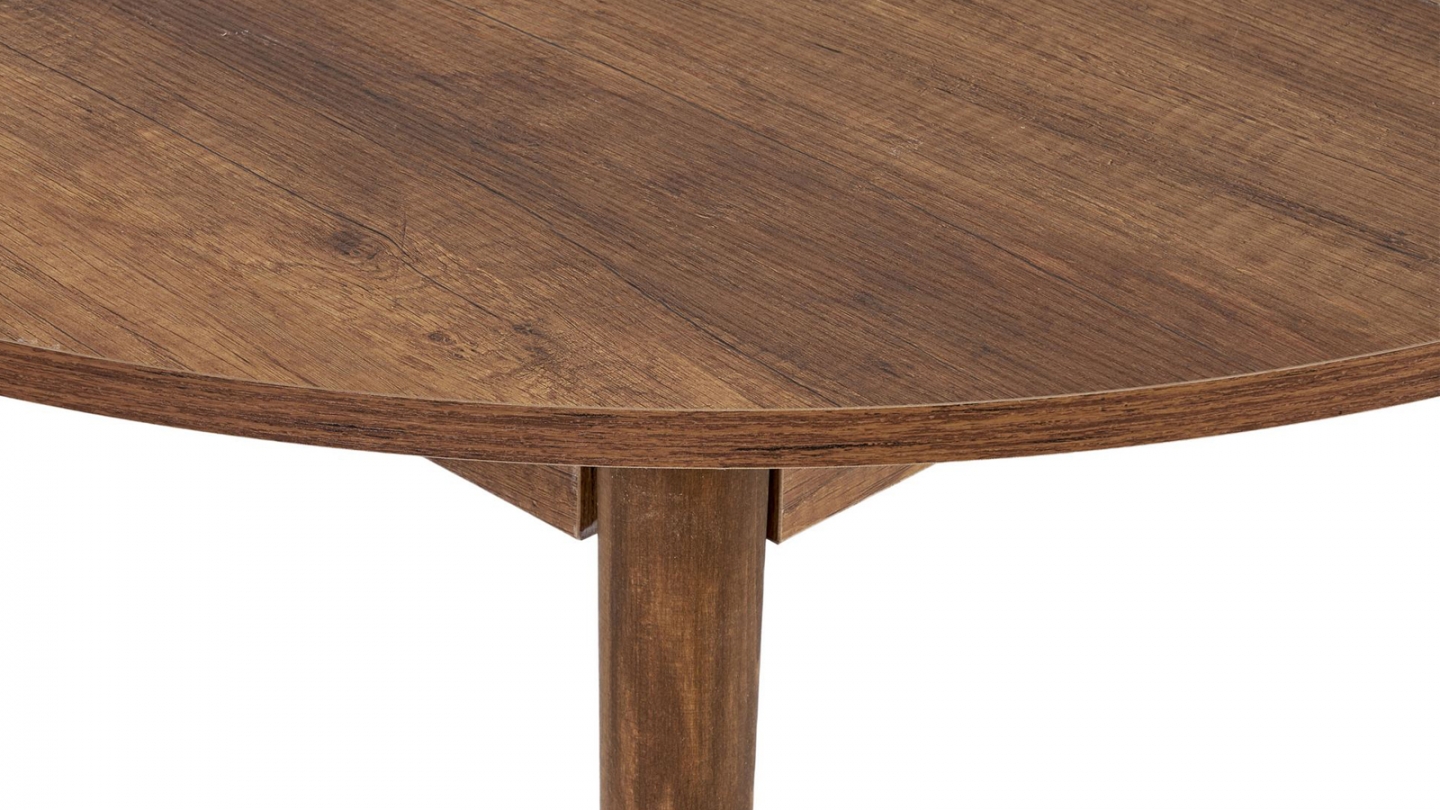 Table à manger extensible ronde effet noyer foncé 4 convives 100/131 cm - Marea Table à manger extensible ronde effet noyer foncé 4 convives 100/131 cm - Marea