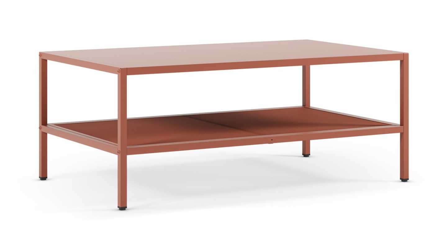 Table basse en métal terracotta 100 x 60 cm - Ysia Table basse en métal terracotta 100 x 60 cm - Ysia