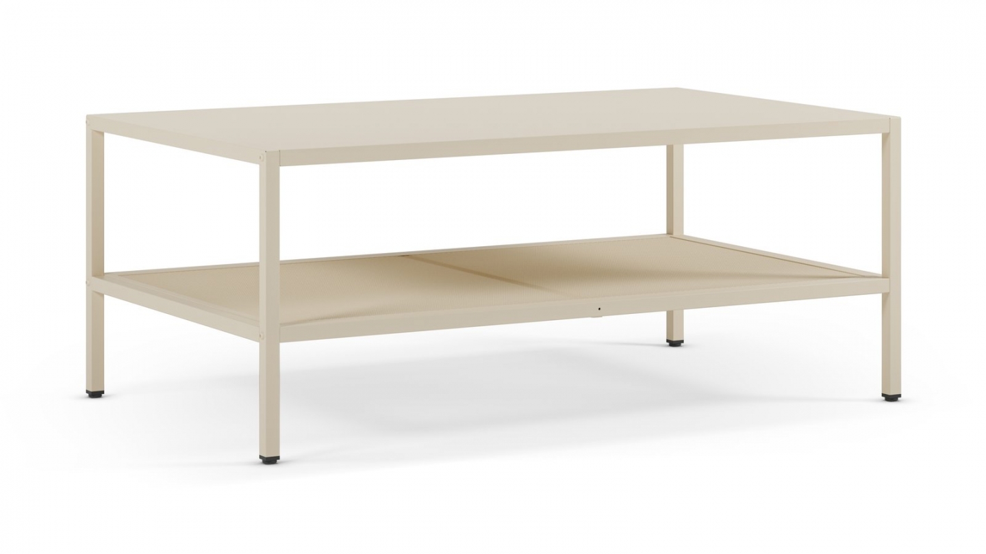 Table basse en métal beige clair 100 x 60 cm - Ysia Table basse en métal beige clair 100 x 60 cm - Ysia