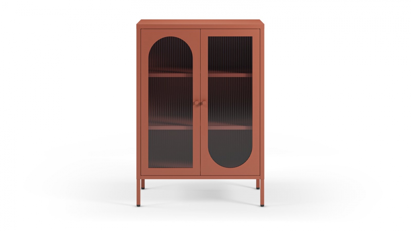 Buffet 2 portes en métal terracotta 70 cm - Ysia Buffet 2 portes en métal terracotta 70 cm - Ysia