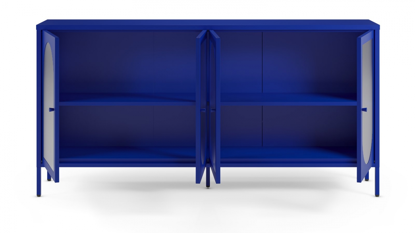 Buffet 4 portes en métal bleu électrique 70 cm - Ysia Buffet 4 portes en métal bleu électrique 70 cm - Ysia