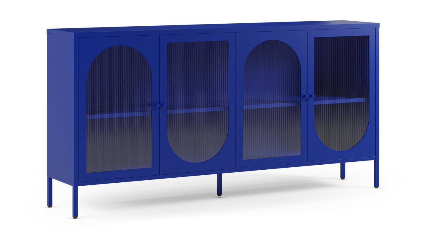 Buffet 4 portes en métal bleu électrique 70 cm - Ysia Buffet 4 portes en métal bleu électrique 70 cm - Ysia
