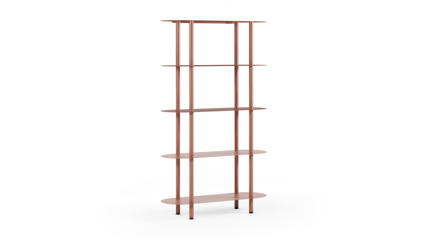Etagère bibliothèque arrondie 5 niveaux en métal terracotta 90 cm - Ysia Etagère bibliothèque arrondie 5 niveaux en métal terracotta 90 cm - Ysia