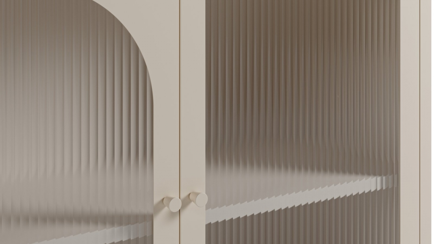 Buffet 4 portes en métal beige clair 160 cm - Ysia Buffet 4 portes en métal beige clair 160 cm - Ysia