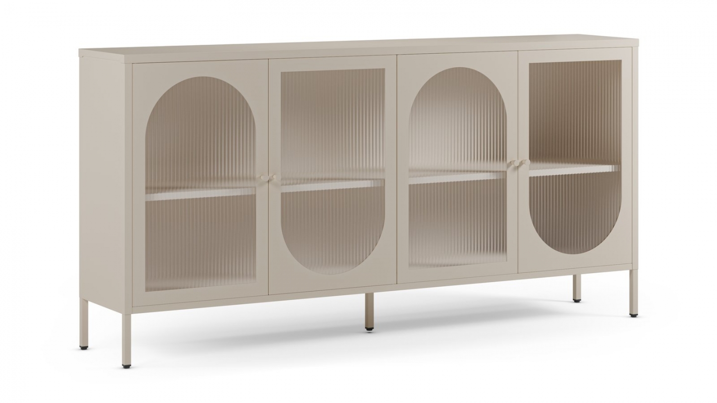 Buffet 4 portes en métal beige clair 160 cm - Ysia Buffet 4 portes en métal beige clair 160 cm - Ysia