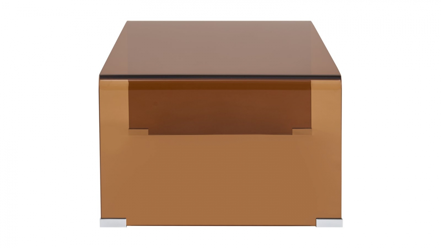 Table basse rectangulaire en verre trempé fumé 110x55 cm - Mysa Table basse rectangulaire en verre trempé fumé 110x55 cm - Mysa