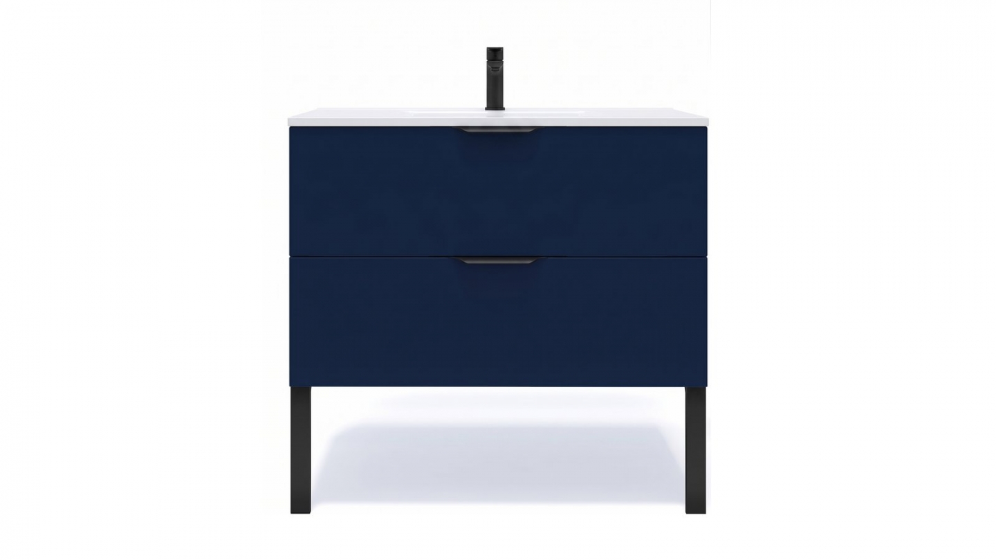 Meuble de salle de bain suspendu vasque intégrée 90cm 2 tiroirs Marine - Venice Meuble de salle de bain suspendu vasque intégrée 90cm 2 tiroirs Marine - Venice