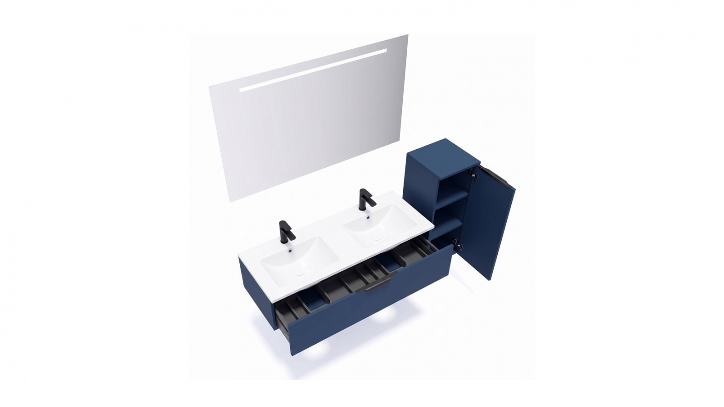 Meuble de salle de bain suspendu double vasque intégrée 120cm 1 tiroir Marine - Venice Meuble de salle de bain suspendu double vasque intégrée 120cm 1 tiroir Marine - Venice