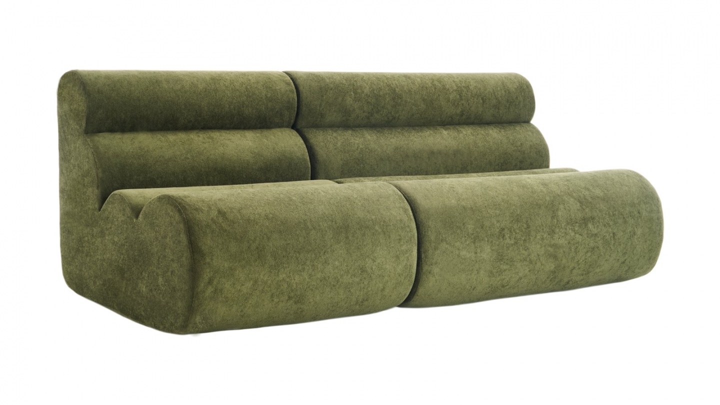 Banquette compressée 2 places en tissu chenille vert kaki - Billie Banquette compressée 2 places en tissu chenille vert kaki - Billie