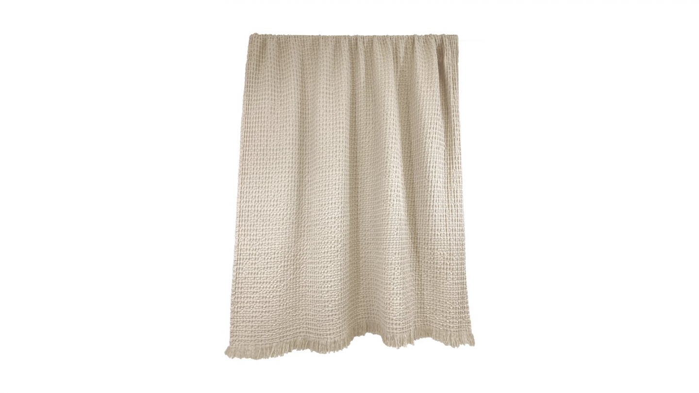 Plaid en coton effet nid d'abeille lin 130 x 200 cm - Tempo Plaid en coton effet nid d'abeille lin 130 x 200 cm - Tempo