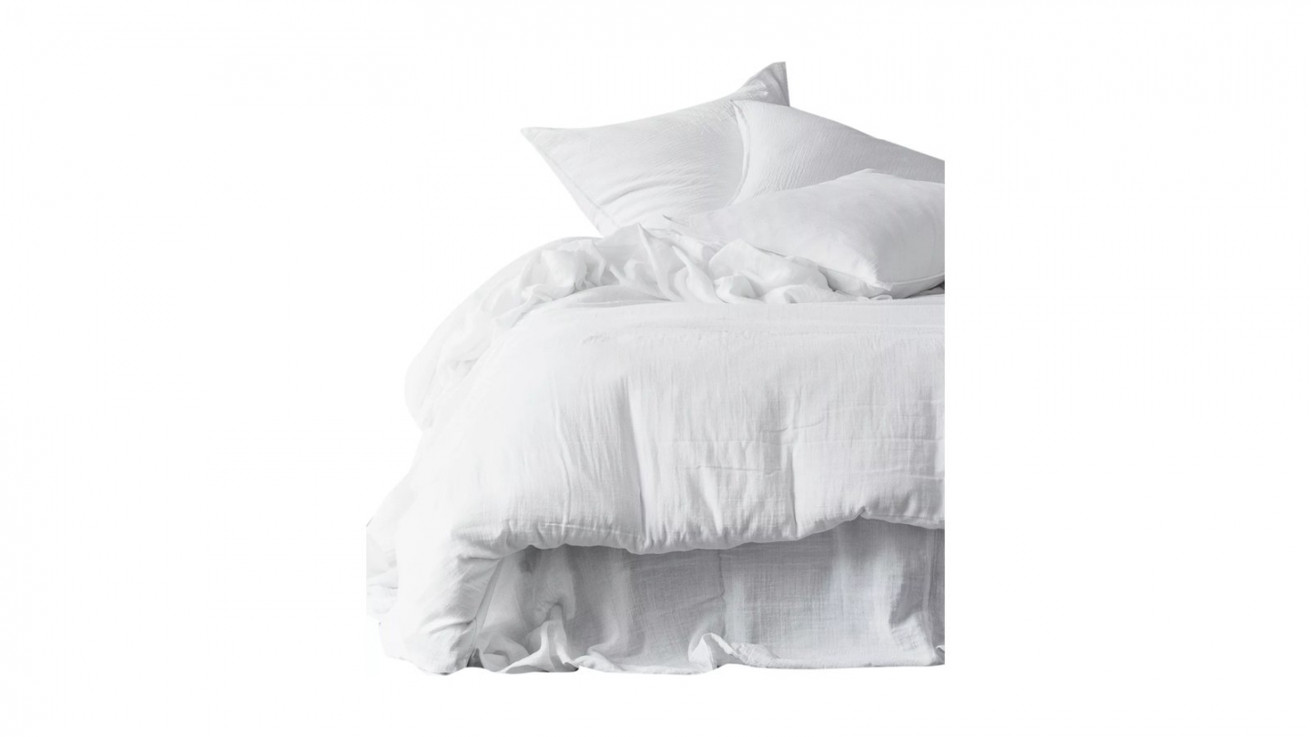 Housse de couette en gaze de coton lavé Blanc 240 x 220 cm - Mykonos Housse de couette en gaze de coton lavé Blanc 240 x 220 cm - Mykonos