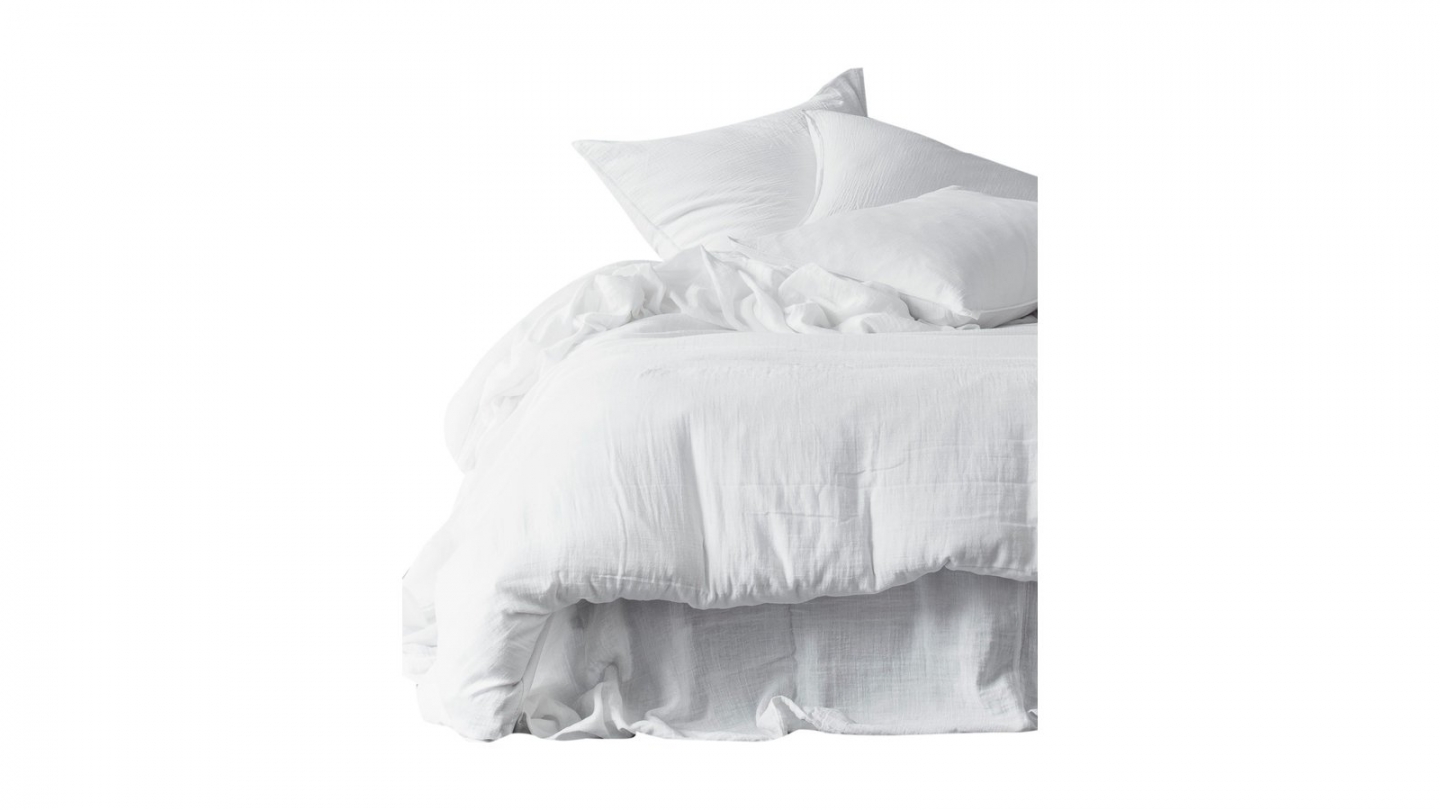 Lot de 2 Taies d'oreiller en gaze de coton lavé blanc 65 x 65 cm - Mykonos Lot de 2 Taies d'oreiller en gaze de coton lavé blanc 65 x 65 cm - Mykonos